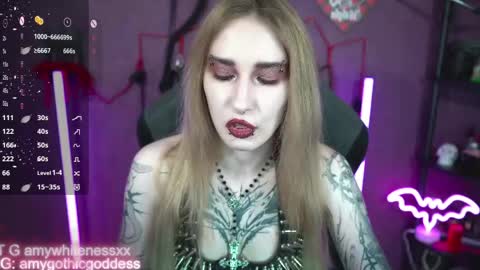Snapshot of amywhitenessxx chatting on 6, 5, 2026 Amy switch Goddess divine Mistress online show from 6, 5, 2026