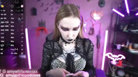 Snapshot of amywhitenessxx chatting on 25, 5, 2026 Amy switch Goddess divine Mistress online show from 25, 5, 2026